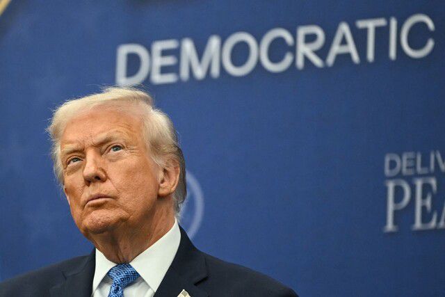 4일 미국 워싱턴 ‘도널드 트럼프 평화 연구소’에서 열린 콩고민주공화국-르완다 평화 협정에 참석한 도널드 트럼프 미국 대통령. AFP 연합뉴스