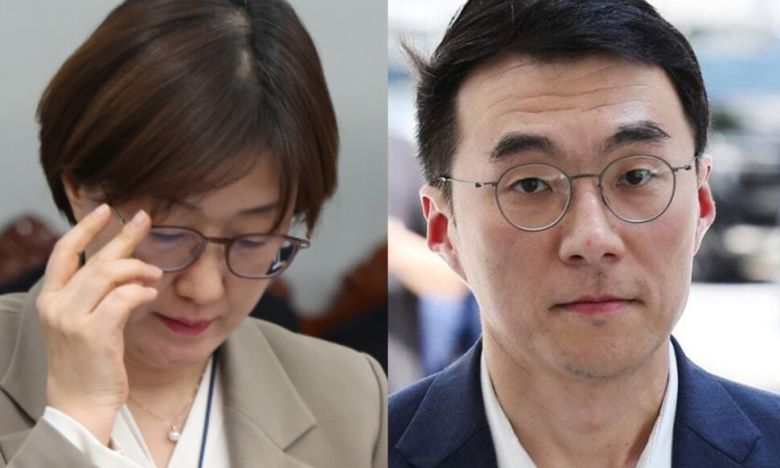 김현지 대통령실 제1부속실장과 김남국 전 대통령실 디지털소통비서관. 대통령실사진기자단, 연합뉴스