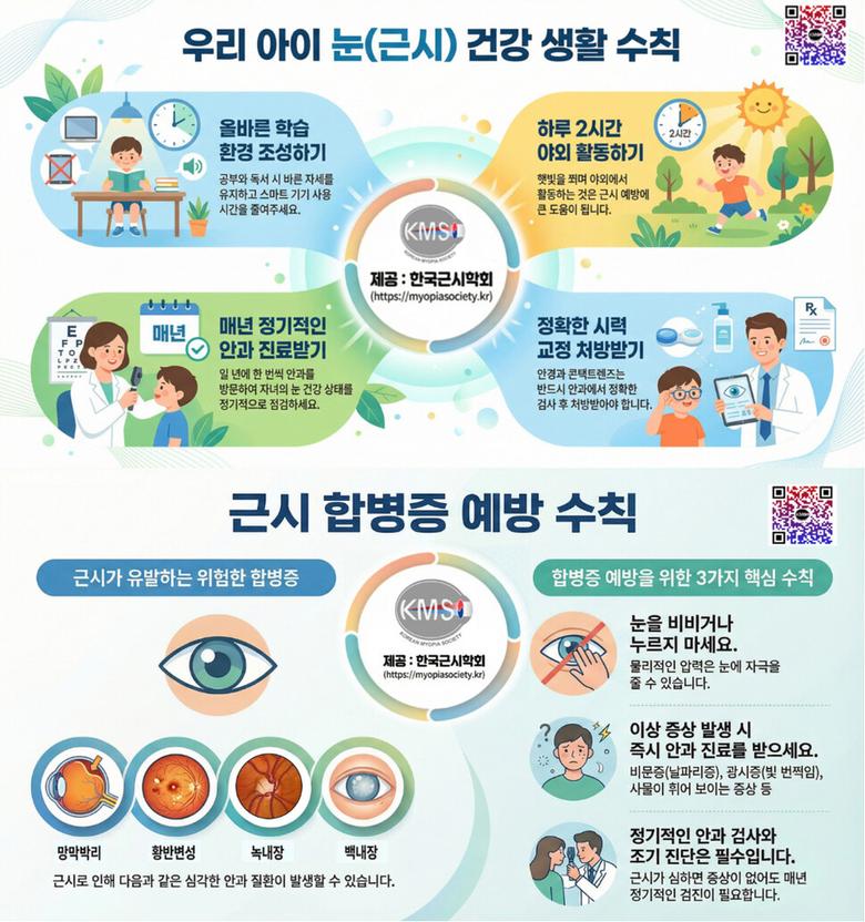 한국근시학회가 17일 국내 처음으로 발표한 소아·청소년 근시 예방 표준 가이드라인인 ‘우리 아이 눈(근시) 건강 생활수칙’. 한국근시학회 제공