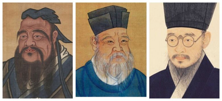 왼쪽부터 공자, 주희(주자), 다산 정약용. 위키미디어 코먼스, 한겨레 자료사진