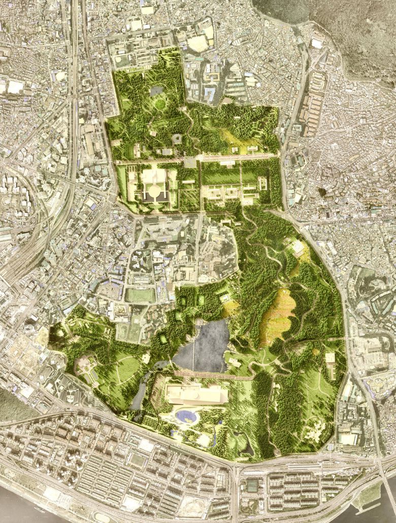 서울 용산공원은 인류세의 기후위기에 대응하는 녹색 인프라다. 용산공원 기본설계(안). 2018 West 8 제공