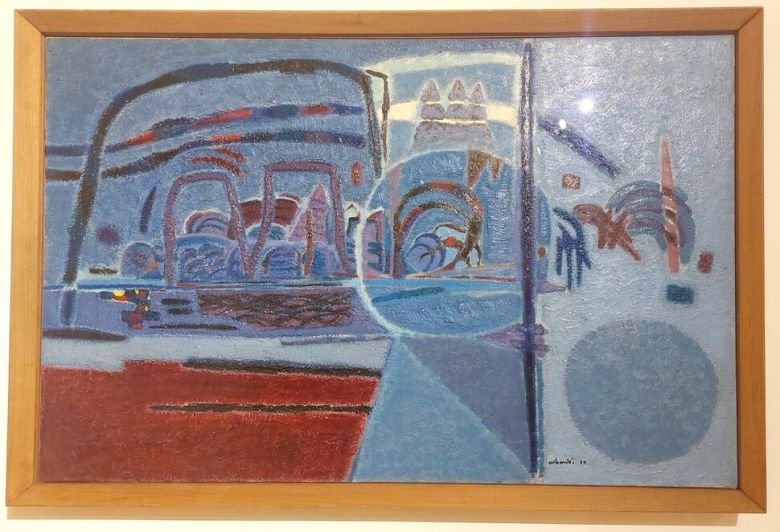 1963년 김환기가 7회 상파울루 비엔날레에서 명예상을 수상했을 당시 출품작 ‘섬의 달밤’. 1959년 그린 작품이다. 환기미술관 수향산방에서 열리고 있는 신소장품 기획전 ‘김환기와 브라질’에 나왔다. 노형석 기자