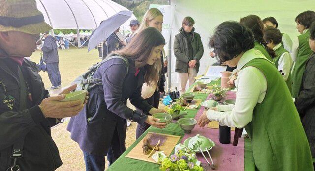 지난해 보성다향대축제에서 전남 보성을 찾은 외국인들이 말차 만들기 체험을 하고 있다. 전남 보성군 제공