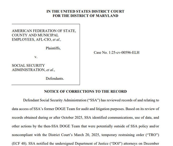 16일 법원에 제출된 사회보장국 개인정보 유출 소송 관련 서류 갈무리.