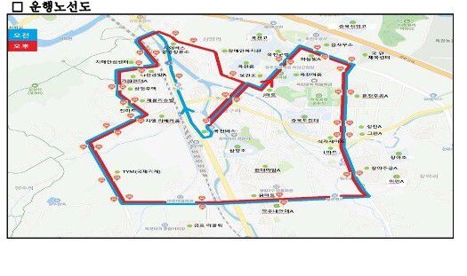 옥천읍 순환버스 노선도. 옥천군 제공