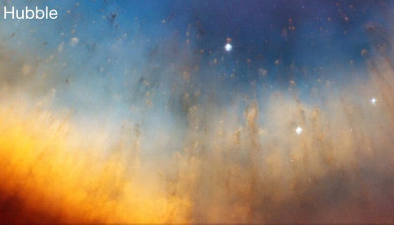 제임스웹우주망원경으로 촬영한 영역과 같은 곳을 허블우주망원경으로 촬영한 사진. 미국항공우주국 제공