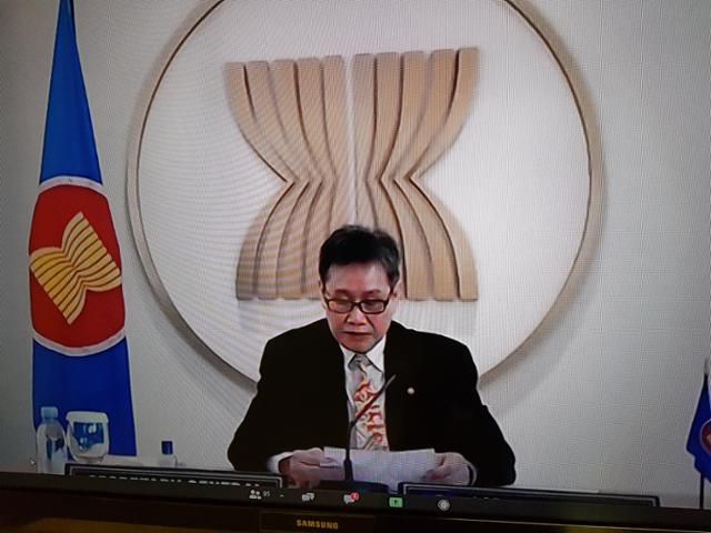 림 족 호이 아세안 사무총장이 21일 한국의 재난관리 지원사업 출범 화상회의에서 발언하고 있다. 주아세안대표부 제공
