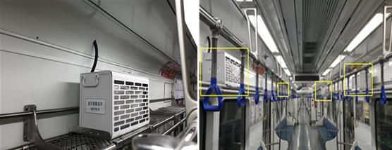 부산도시철도 전동차 내 공기정화장치. 부산시 제공