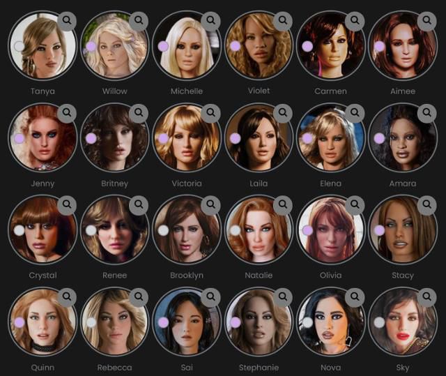 '리얼돌'은 어비스 크리에이션즈(Abyss Creations)가 만든 섹스로봇의 이름이다. 홈페이지에서 직접 커스터마이징한 섹스로봇을 주문할 수 있는데 17개의 몸, 33개의 얼굴, 13개의 헤어스타일을 제공함은 물론 유두와 유륜, 생식기의 모양까지 고를 수 있다. 리얼돌에는 인공지능이 탑재돼 있어 간단한 대화가 가능한데 함께 제공하는 앱을 통해 성격 역시 조정 가능하다. 사진은 고를 수 있는 얼굴 중 일부. 리얼돌닷컴 캡처