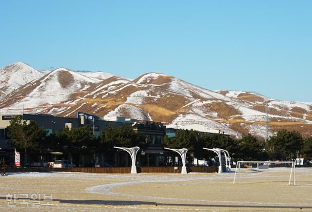 망상해변 뒷산은 2019년의 산불로 인해 아직까지 민둥산이다.