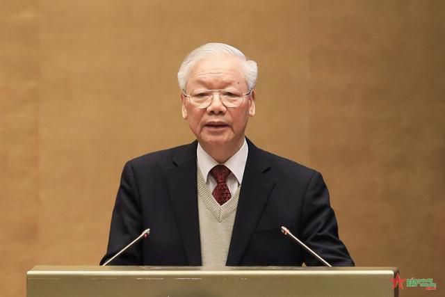 지난해 12월 베트남 권력서열 1위인 응우옌푸쫑 당서기장이 정치국과 서기국이 합동으로 진행한 전국외교회의에서 '베트남 대나무 외교론'을 강조하고 있다. 베트남 인민군보 캡처