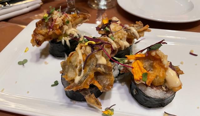 '카페 인 더 시티'에서 가장 먼저 만난 메뉴는 에피타이저인 김밥이었다. 라스베이거스=홍혜민 기자