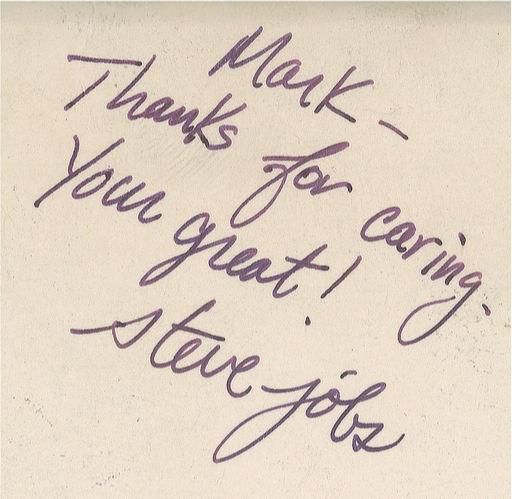 애플 창업자 스티브 잡스의 글씨. 다산북스 제공