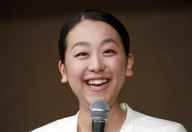 2017년 일본에서 은퇴 기자회견을 하고 있는 아사다 마오. 도쿄=AP 연합뉴스