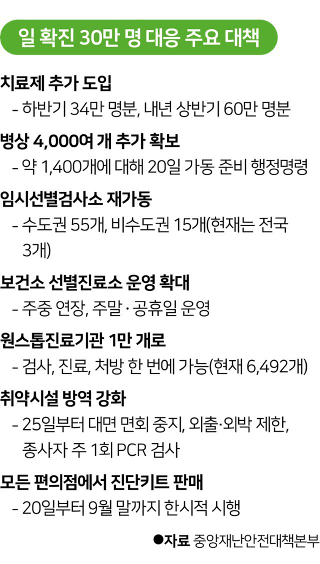일 확진 30만 명 대응 주요 대책. 그래픽=김대훈 기자