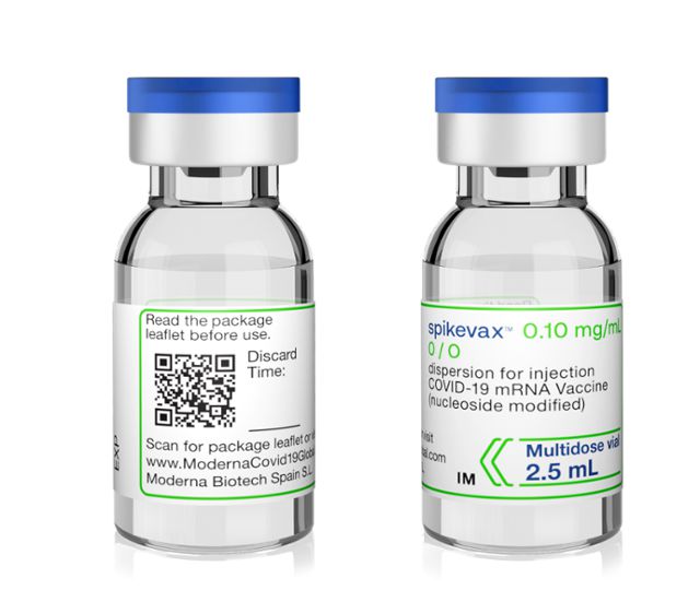 현재 고위험군 동절기 접종에 활용 중인 오미크론 변이(BA.1) 대응 모더나 2가 백신. 질병관리청