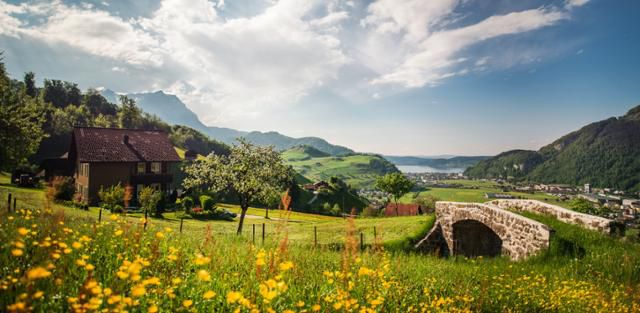 콘티넨털파크 호텔 자전거 투어로 볼 수 있는 루체른의 봄 풍경. 스위스관광청 제공