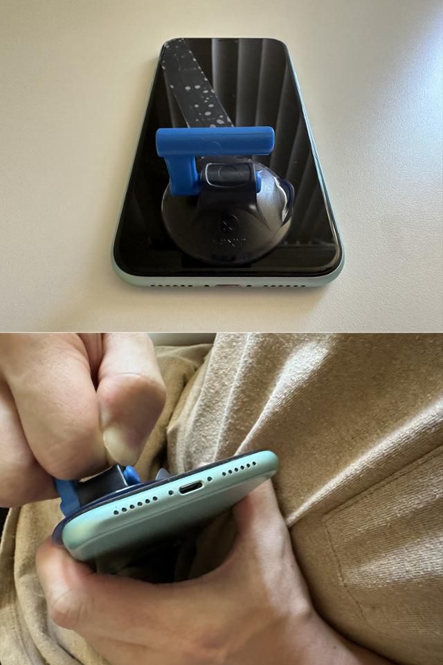 아이폰11 액정화면 수리 과정 중에서 가장 난이도 높은 단계였던 액정화면 분리 작업. 흡착컵으로 디스플레이를 들어 올려야 하는데, 워낙 단단하게 붙어 있어 분리가 어렵다. 실리콘밸리=이서희 특파원