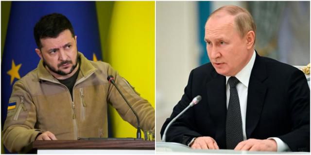 볼로디미르 젤렌스키(왼쪽) 우크라이나 대통령과 블라디미르 푸틴 러시아 대통령