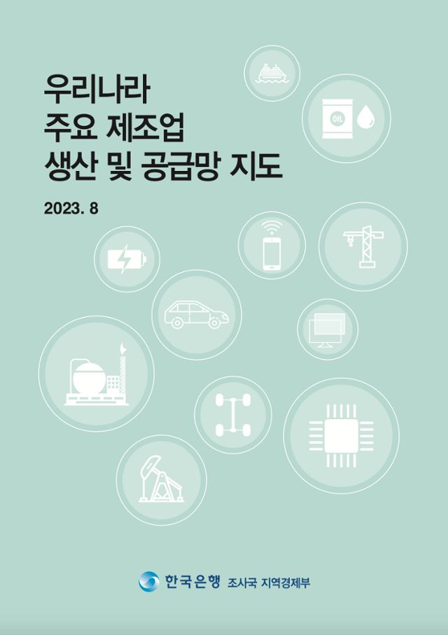 우리나라 주요 제조업 생산 및 공급망 지도. 한국은행 제공