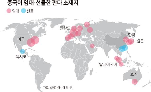 중국이 임대·선물한 판다 소재지. 박구원 기자