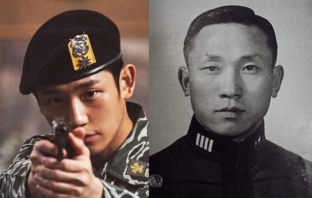 영화 '서울의 봄'에서 정해인이 연기한 특전사령관 비서실장 오진호(왼쪽 사진)는 김오랑 소령을 모델로 삼았다. 플러스엠 엔터테인먼트·한국일보 자료사진