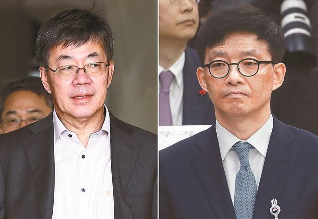 이른바 '돈봉투 만찬' 사건으로 감찰 대상이 된 이영렬(왼쪽 사진) 서울중앙지검장과 안태근 법무부 검찰국장. 연합뉴스