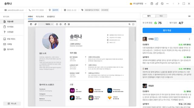 두들린에서 개발한 채용관리시스템 '그리팅' 이용화면. 다양한 지원자를 자동 관리해 수시 채용의 어려움을 덜어주는 소프트웨어다. 두들린 제공