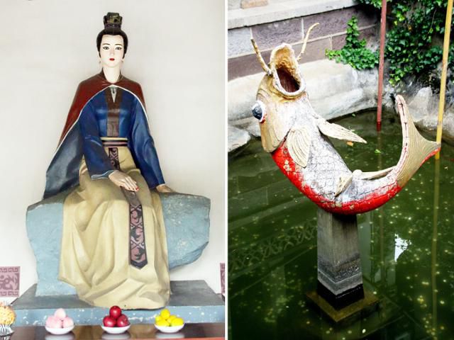 서시 사당의 서시와 물고기. ⓒ최종명