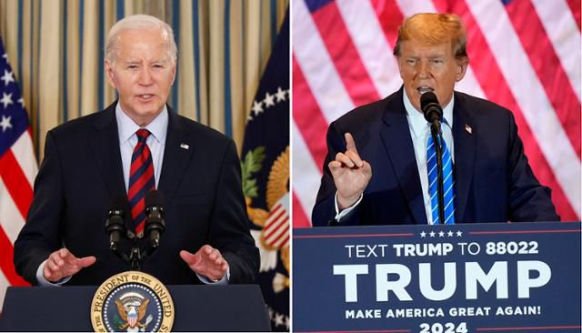 조 바이든(왼쪽 사진) 미국 대통령과 도널드 트럼프 전 대통령. 로이터·AFP 연합뉴스