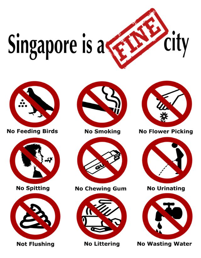 싱가포르에서 제재 대상이 되는 행위들.