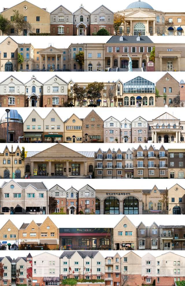 파주·양평·수유 영어마을의 이국적인 건물 여러 장을 별도로 촬영해 이어 붙였다.