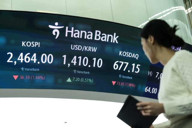 윤석열 대통령이 비상계엄을 선포한 다음 날인 4일 증시와 환율이 크게 출렁였지만 평소 수준으로 회복된 후 폐장했다. 서울 중구 하나은행 딜링룸에 이날 종가가 표시돼 있다. 이한호 기자