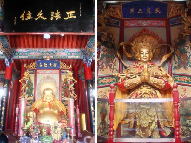 고묘보안사 천왕전의 미륵불과 위태보살. ⓒ최종명