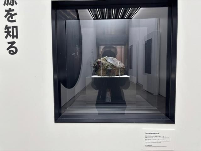 2025 오사카·간사이만국박람회(오사카엑스포)가 일본 오사카 유메시마에 개막한 13일 일본관에 약 1,300만 년 전 쯤 화성이 커다란 운석과 충돌해 방출된 것으로 추정되는 '화성의 돌'이 전시돼 있다. 오사카=류호 특파원