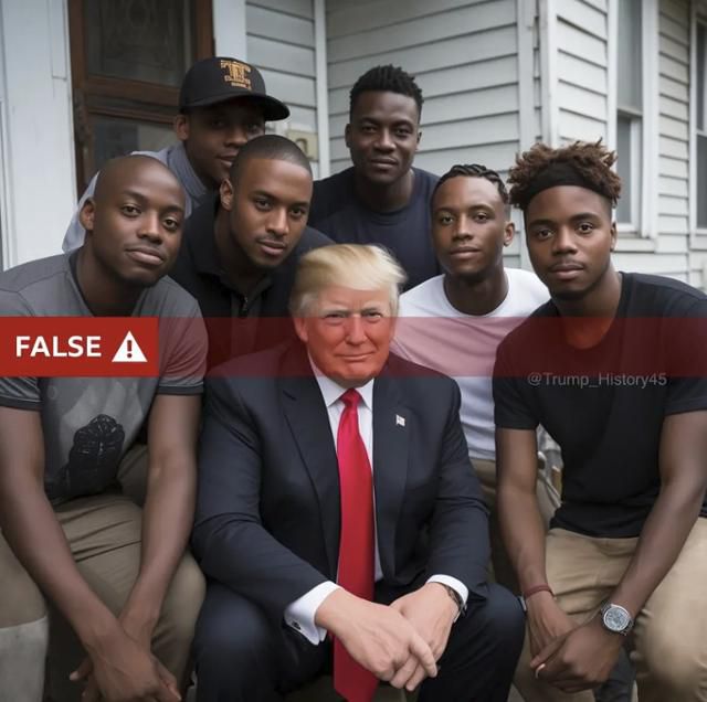 지난해 미 대선을 앞두고 온라인상에 유포된 도널드 트럼프 대통령과 흑인 청년들이 함께하는 모습이 담긴 딥페이크 이미지. BBC뉴스 갈무리