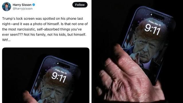 한 비평가는 자신의 X 계정에 자기 얼굴을 휴대전화 잠금화면으로 설정해 둔 트럼프를 향해 가족 사진이 아니라 자기 얼굴을 해뒀다며 비판했다. X 캡처