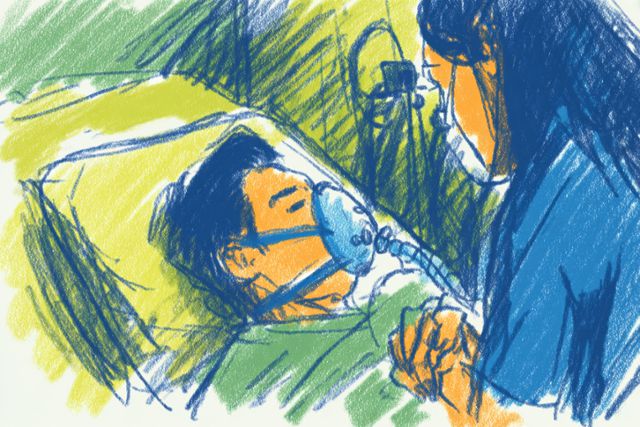 인공지능으로 만든 환자와 환자 가족의 모습. 그래픽=손영하 기자·미드저니