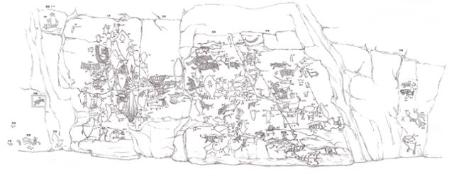 울산 울주군 대곡리 반구대 암각화 전면 실측도. 문명대 제공