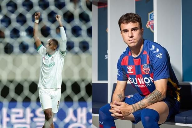 전북 현대에서 각각 대전하나시티즌과 수원FC로 이적한 에르난데스(왼쪽)와 안드리고. 수원FC·한국프로축구연맹 제공