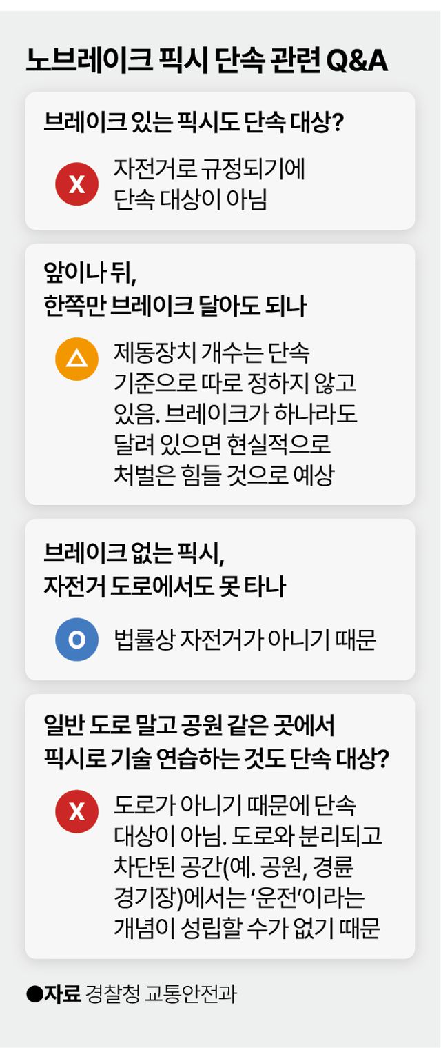 노브레이크 픽시 단속 관련 QA. 그래픽=박종범 기자
