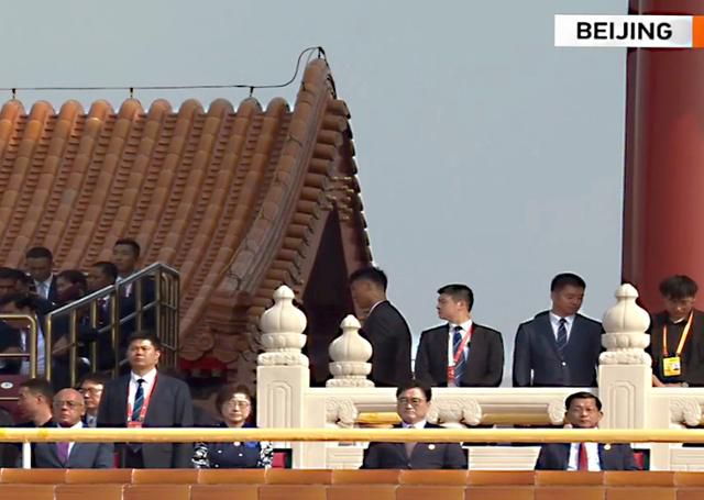 우원식 (앞줄 오른쪽 두번째) 국회의장이 3일 중국 베이징에서 열린 중국 전승절 80주년 행사에서 텐안먼 망루에 위치한 외빈석에 앉아 있다. CCTV 챕처