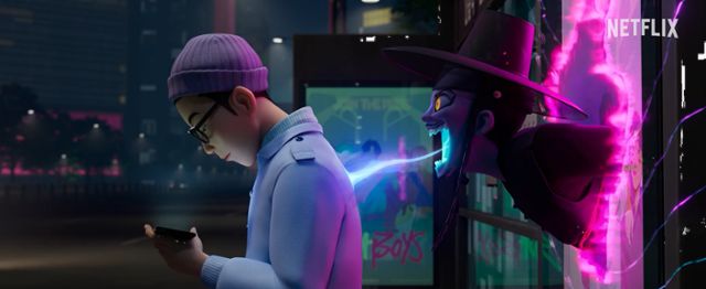 'K팝 데몬 헌터스'에서 인간의 영혼을 빨아 뜰이는 저승사자. 넷플릭스 영상 캡처