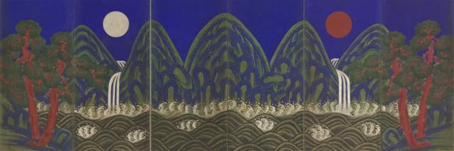 19세기 조선 궁궐 정전을 장식한 '일월오악도'. 국립중앙박물관 제공