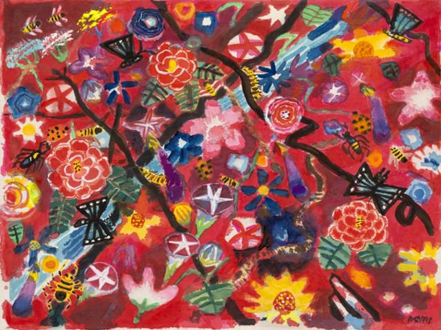 김종학 특유의 꽃 그림을 종이에 수채로 그린 '무제'. 갤러리현대 제공