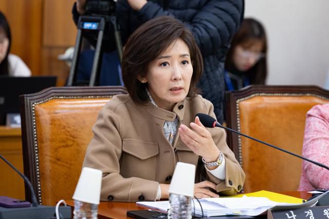 나경원 국민의힘 의원이 1일 국회에서 열린 법제사법위원회 법안심사제1소위원회에서 발언하고 있다. 뉴스1