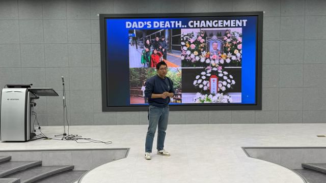 사업 소개 중인 김경현 대표. 에이징테크연구소 제공