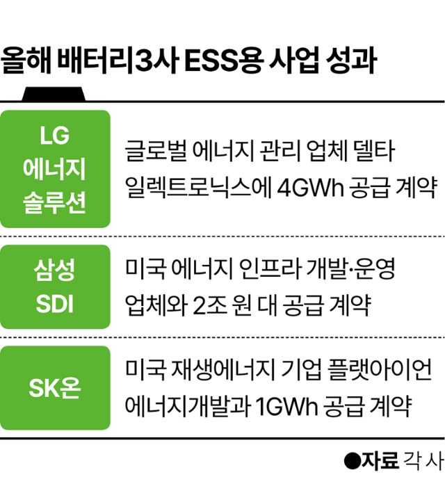 올해 배터리3사 ESS용 사업 성과. 그래픽=이지원 기자