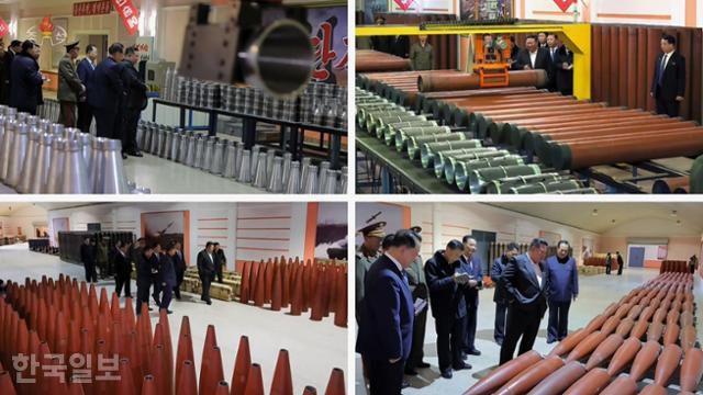 김정은 국무위원장이 중요 군수공업기업소들을 방문해 4분기 미사일 및 포탄 생산 실태를 점검했다고 조선중앙TV가 26일 보도했다. 평양=조선중앙TV·연합뉴스