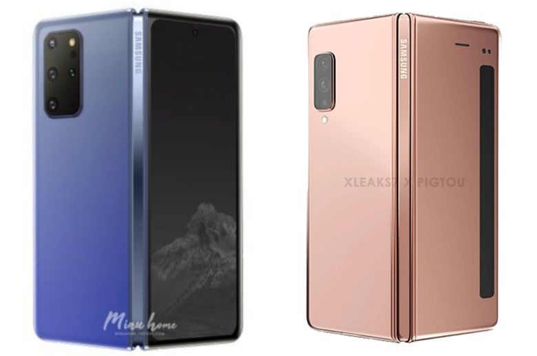 갤럭시 폴드2(좌), 갤럭시 폴드 라이트(우) 예상 이미지. 갤럭시 폴드2는 전작 대비 외부 디스플레이가 크게 확대되고, 갤럭시 폴드 라이트는 길고 좁다란 커버 디스플레이가 장착될 것으로 예상된다. [출처 미국 IT매체 폰아레나]